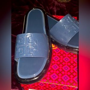 Tory Burch Size 11 Blue Bubble Slides